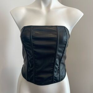 Black leather corset tank SZ L